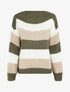Pull rayé droit à col rond - Kaki - 1