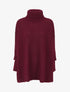 Pull carré style poncho à col roulé - Lie de vin - 1