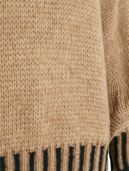 Pull en maille à col montant - Camel - 3