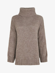 Pull coupe carrée à col roulé - Taupe - 1