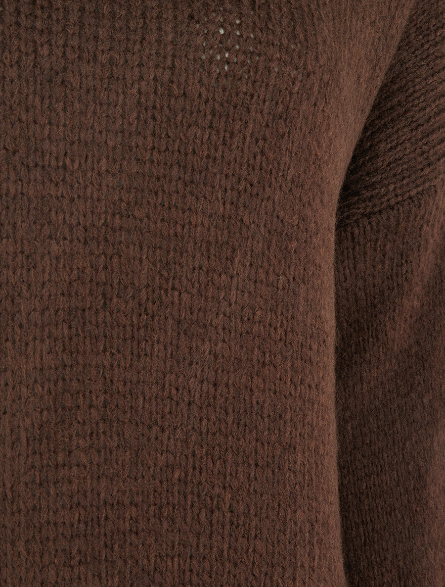 Pull coupe carrée à col roulé - Marron - 3