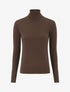 Pull fin à col roulé et boutons décoratifs - Marron - 1