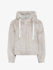 Blouson ample en fourrure synthétique - Beige - 1