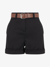 Short droit à ourlet et ceinture - Noir - 1