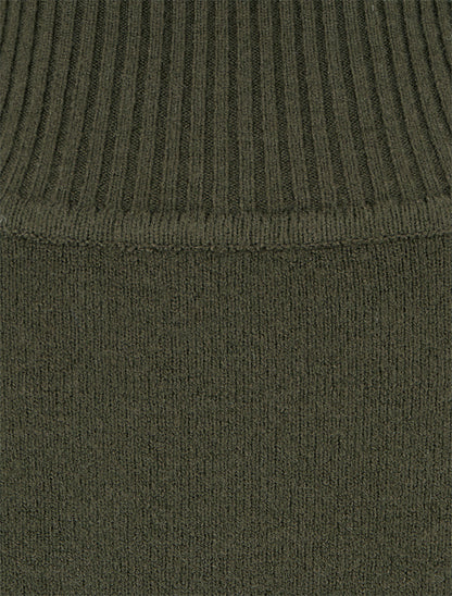 Pull ajusté à col montant et boutons - Kaki - 3