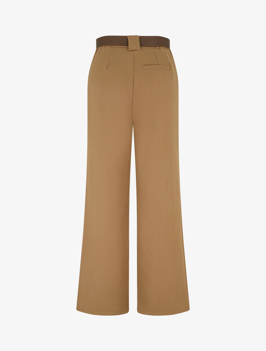 Pantalon droit fluide uni - Camel - 2