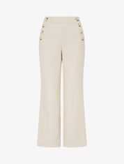 Pantalon droit à fermeture boutonnée sur les côtés - Beige - 1