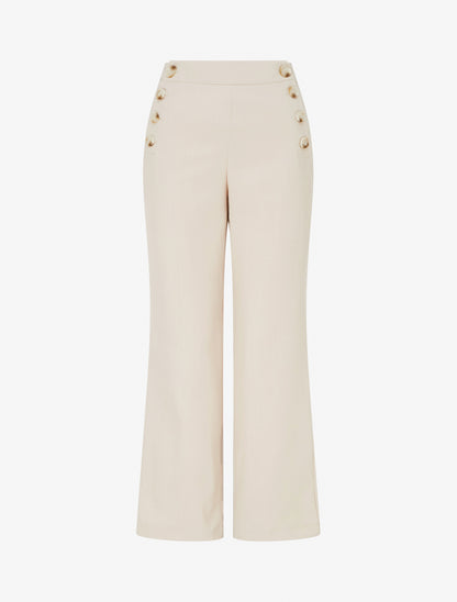 Pantalon droit à fermeture boutonnée sur les côtés - Beige - 1
