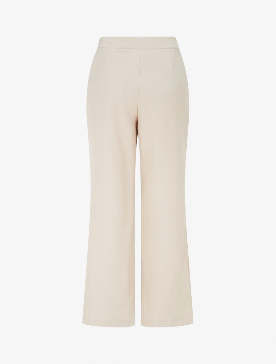 Pantalon droit à fermeture boutonnée sur les côtés - Beige - 2