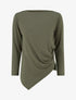 Top uni asymétrique à col rond - Kaki - 1