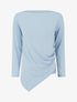 Top uni asymétrique à col rond - Bleu ciel - 1