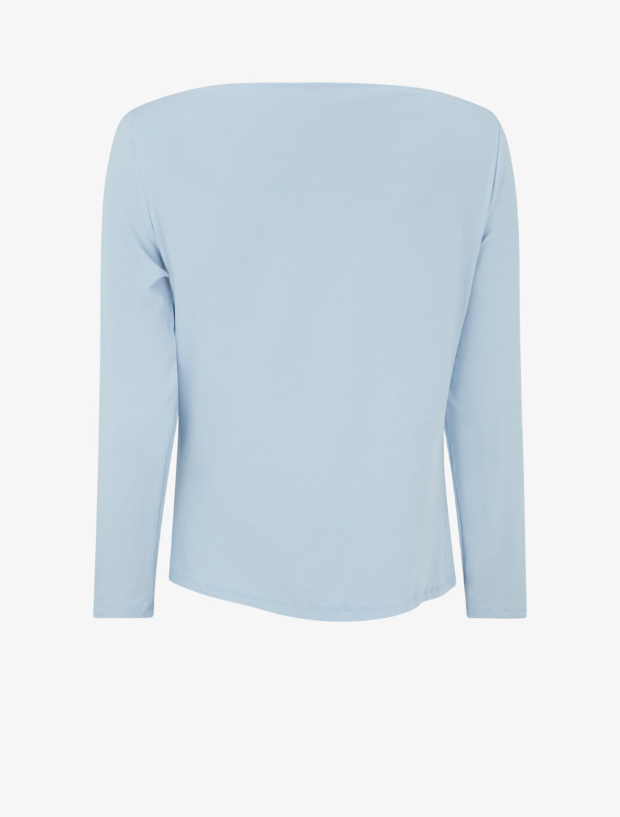 Top uni asymétrique à col rond - Bleu ciel - 2