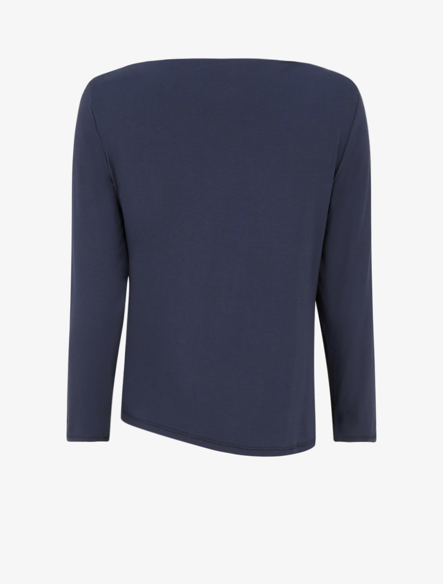 Top uni asymétrique à col rond - Marine - 2