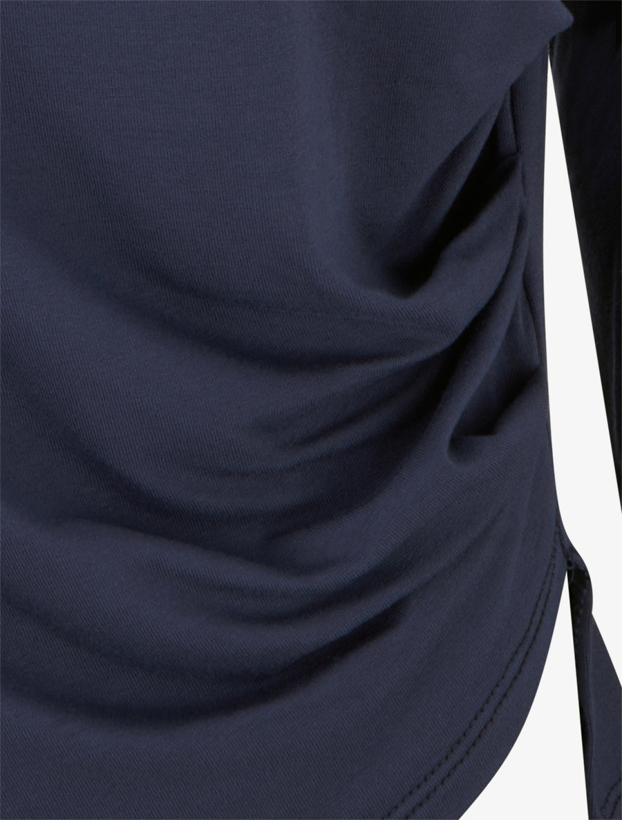 Top uni asymétrique à col rond - Marine - 3