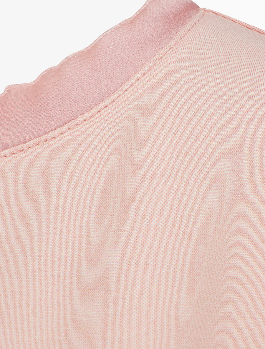 Top uni à empiècement en satin - Rose - 3