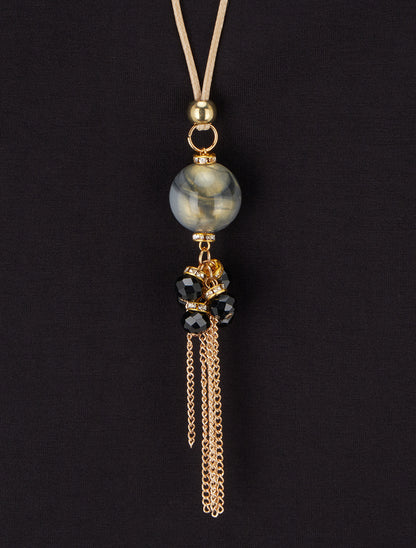 Top uni à empiècement en satin - Noir - 3