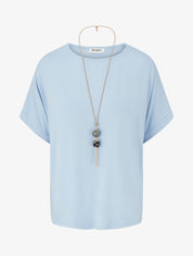 Top uni à manches courtes - Bleu ciel - 1