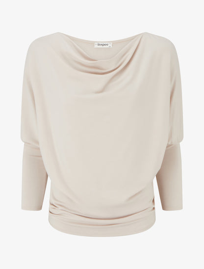 Top fluide à manches 3/4 chauve-souris - Beige - 1