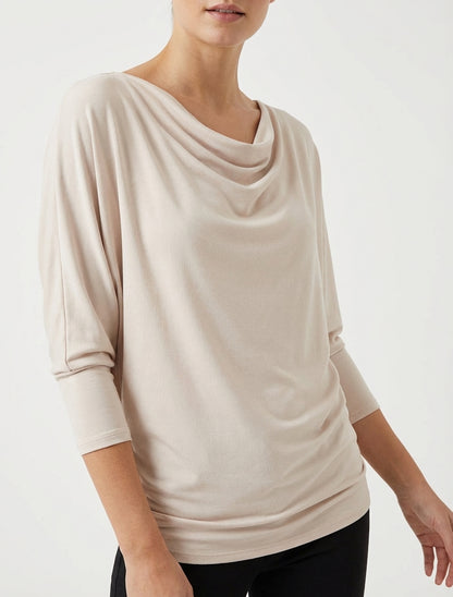 Top fluide à manches 3/4 chauve-souris - Beige