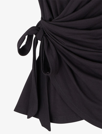 Top uni sans manches à col cache coeur - Noir - 3