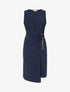 Robe longue unie à chaînette - Marine - 1
