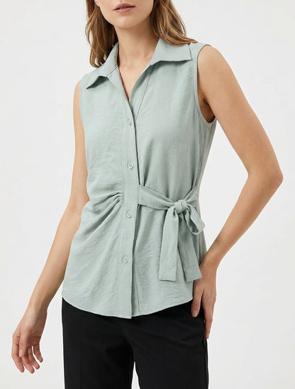 Chemisier sans manches effet drapé - Vert d&
