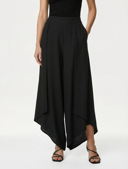 Pantalon ample à bords asymétriques - Noir