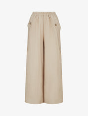 Pantalon ample uni à boutons décoratifs - Beige - 1