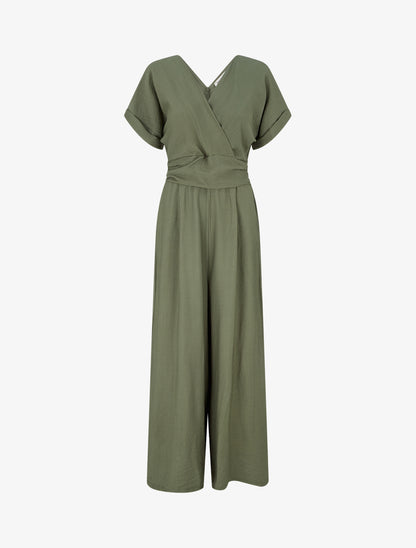 Combinaison unie à manches courtes - Kaki - 1