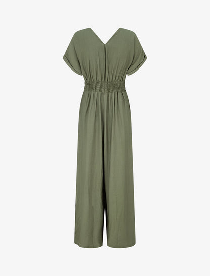 Combinaison unie à manches courtes - Kaki - 2