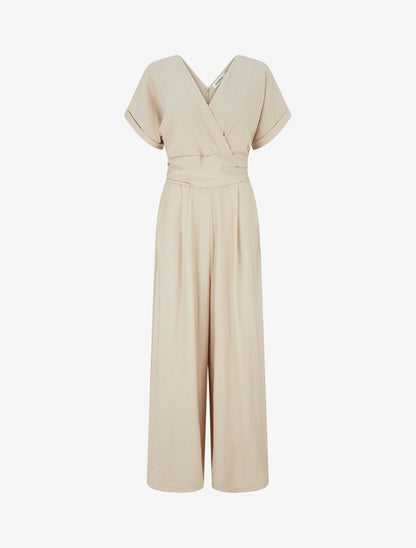 Combinaison unie à manches courtes - Beige - 1