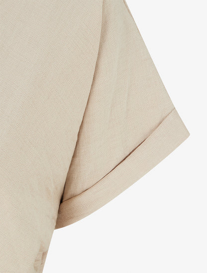 Combinaison unie à manches courtes - Beige - 3