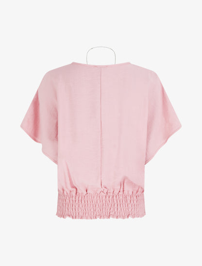 Top boule uni à manches courtes - Rose - 2