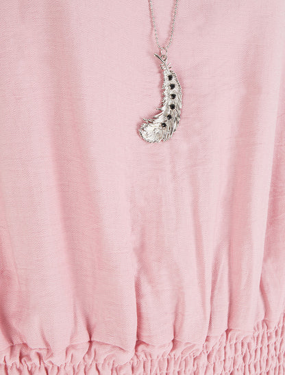 Top boule uni à manches courtes - Rose - 3