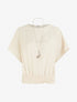 Top boule uni à manches courtes - Beige - 1