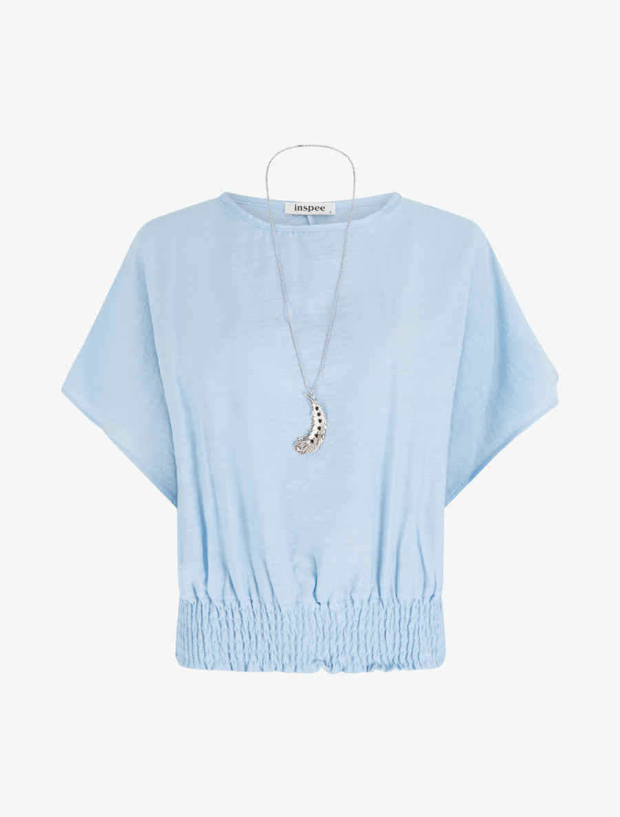 Top boule uni à manches courtes - Bleu ciel - 1