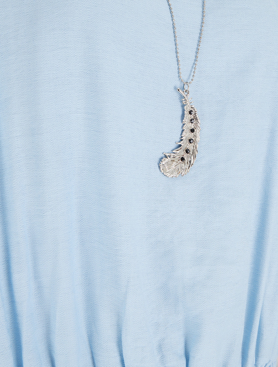 Top boule uni à manches courtes - Bleu ciel - 3