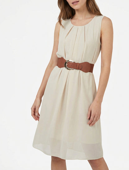 Robe fluide coupe droite - Beige