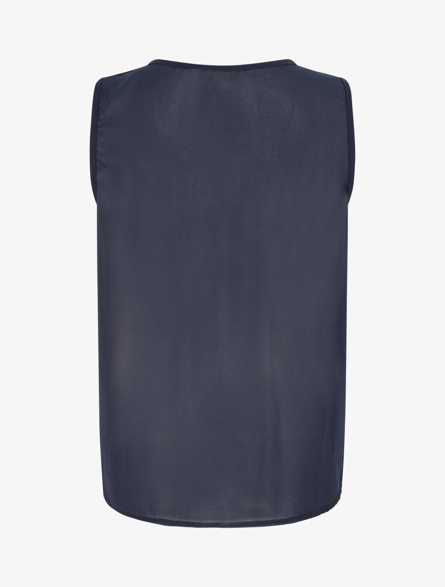 Top en voile effet drapé - Marine - 2