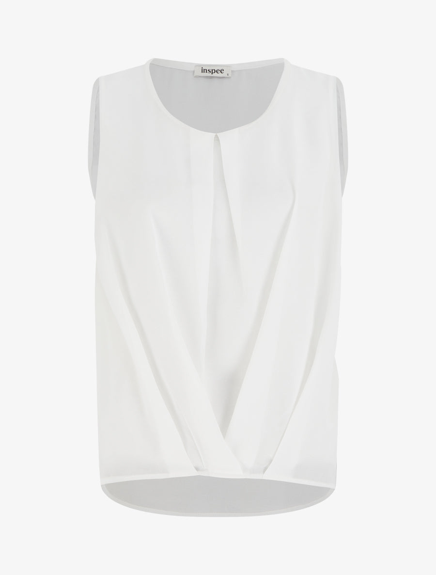 Top en voile effet drapé - Blanc - 1