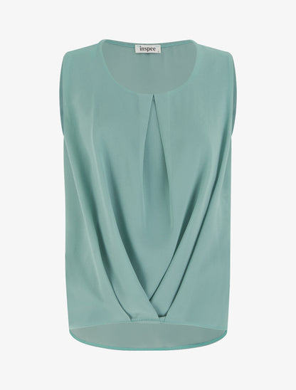 Top en voile effet drapé - Turquoise - 1