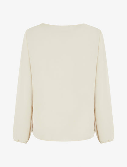 Blouse en voile à effet drapé - Beige - 2