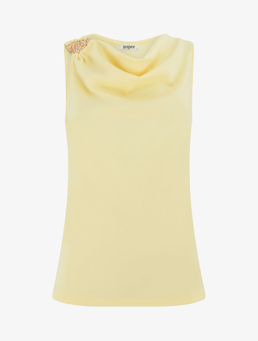 Top sans manches à bijou texturé - Jaune - 1