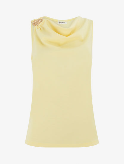 Top sans manches à bijou texturé - Jaune - 1