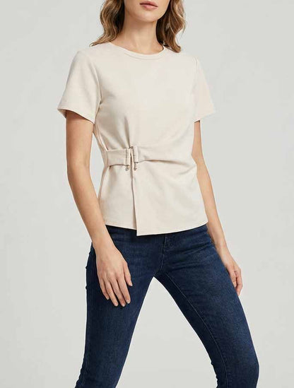 Top manches courtes à boucle - Beige