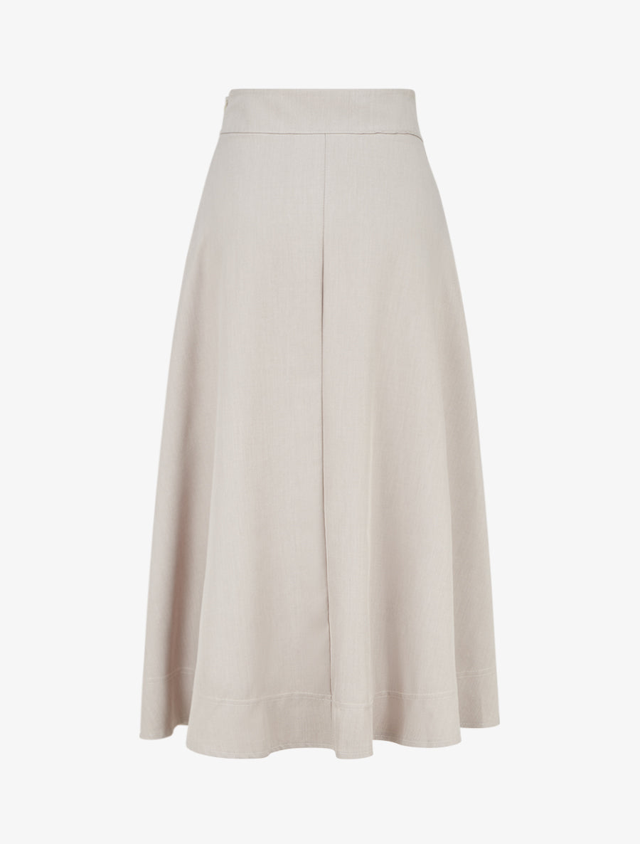 Jupe mi-longue à boutons décoratifs - Taupe clair - 2