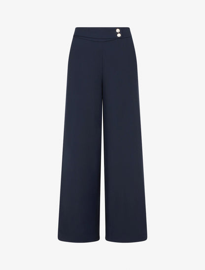 Pantalon ample à sangle et boutons - Marine - 1