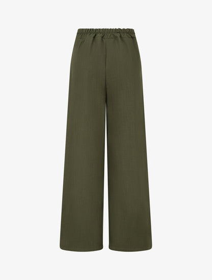 Pantalon ample à sangle et boutons - Kaki - 2