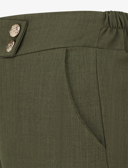 Pantalon ample à sangle et boutons - Kaki - 3