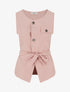 Top boutonné sans manches à poche décorative - Vieux rose - 1